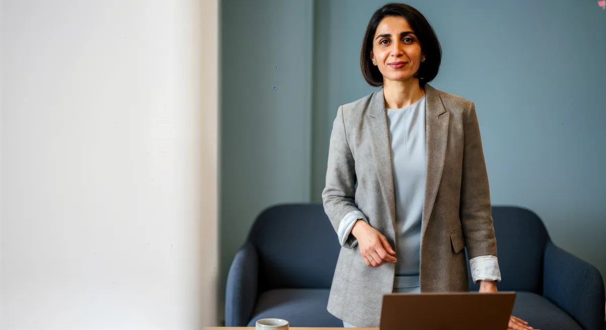 Mariana Costa em ambiente de trabalho